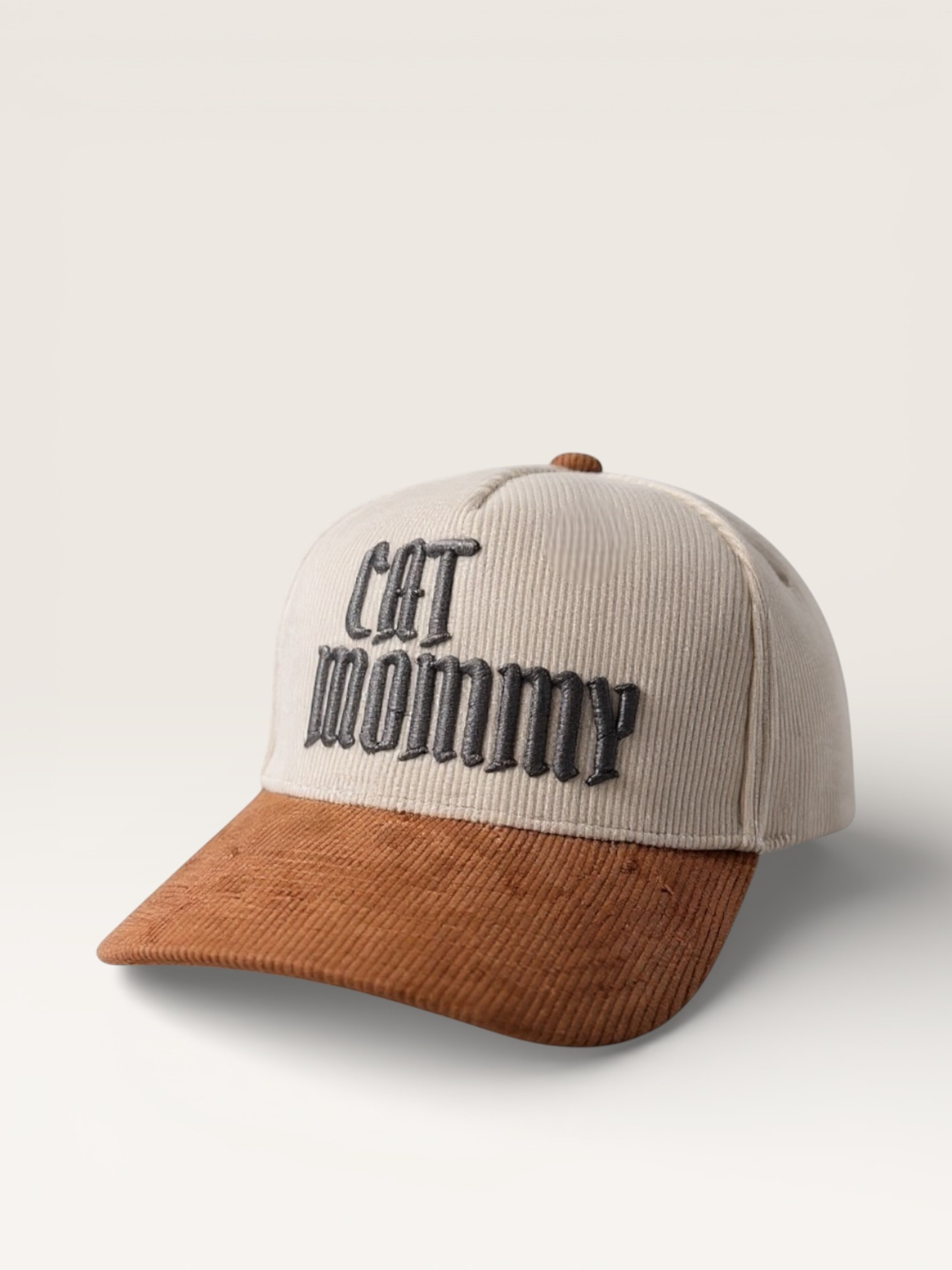 CAT MOMMY – Beige/Brown Corduroy Snapback