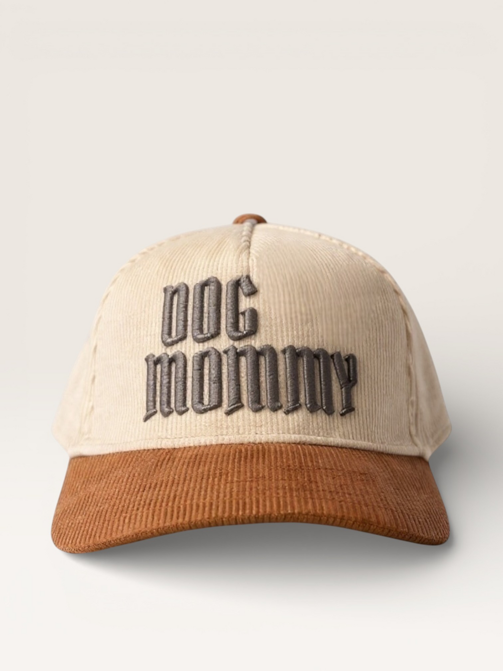 DOG MOMMY – Beige/Brown Corduroy Snapback