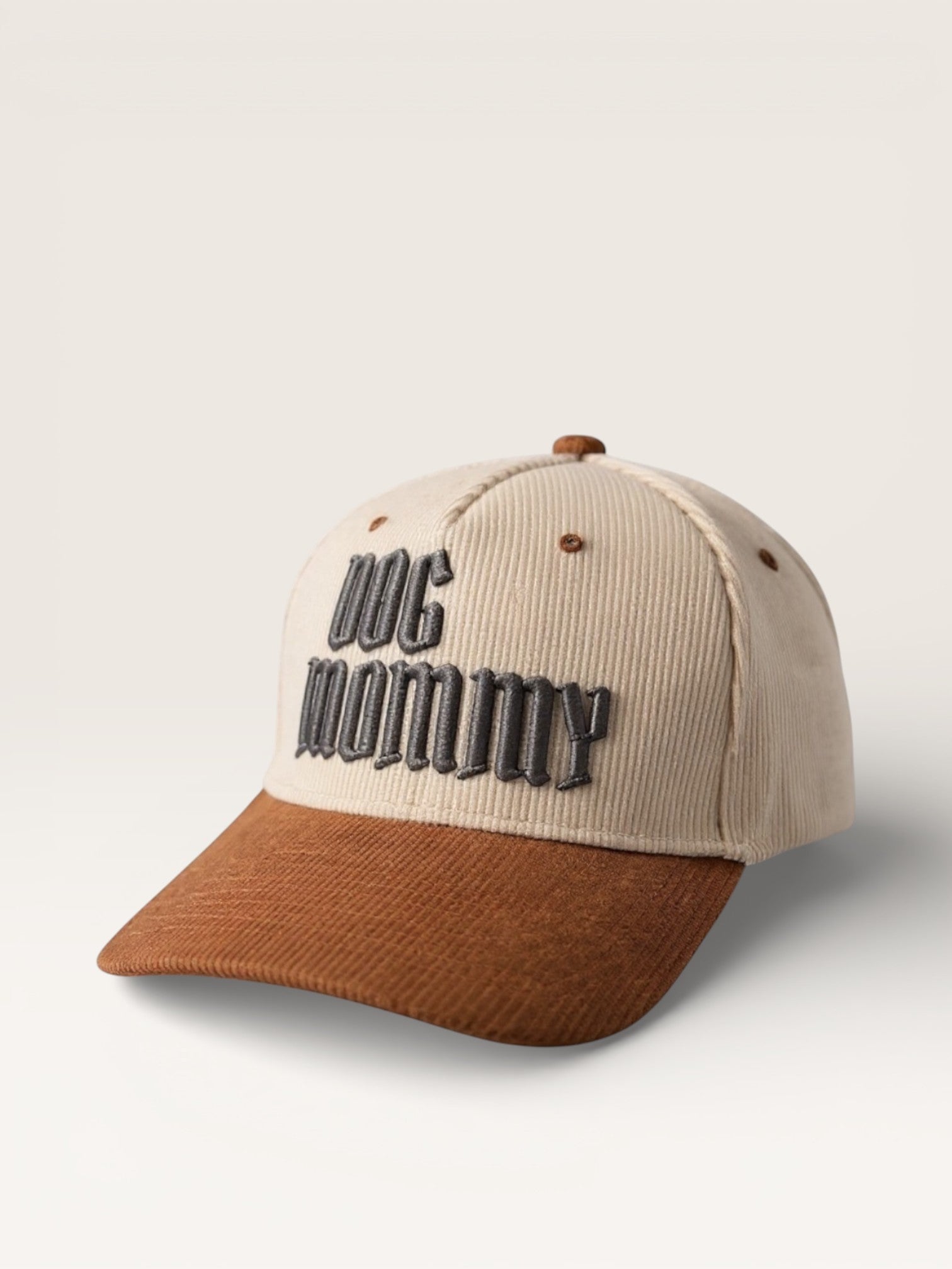 DOG MOMMY – Beige/Brown Corduroy Snapback