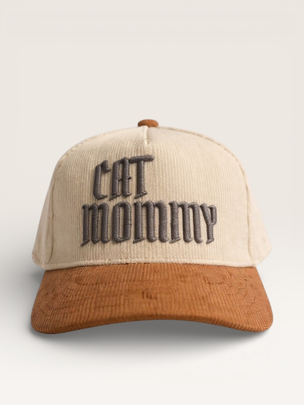 CAT MOMMY – Beige/Brown Corduroy Snapback